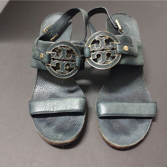 Tory Burch Miller 65 mm Green Wedge Shoe - Picture 1 of 4
